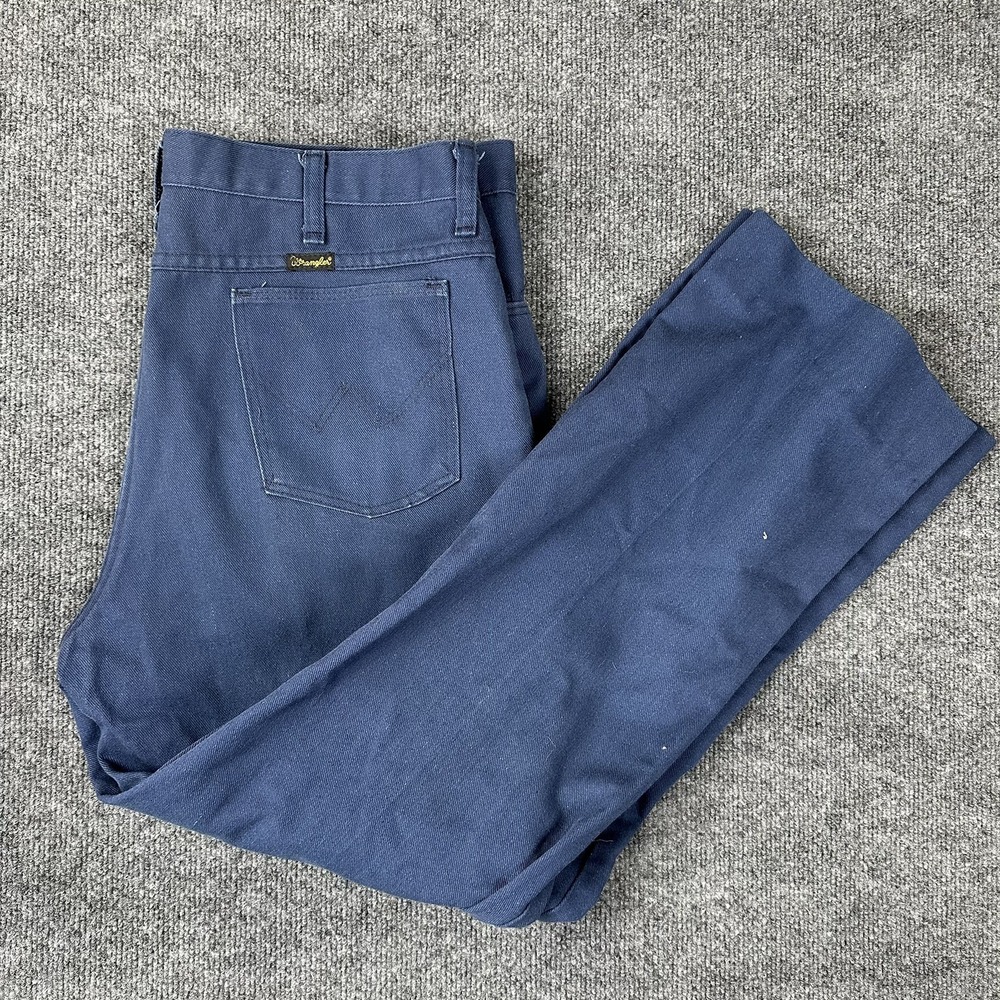 Vintage 70s Wrangler Pants Mens 38x34(36x28) Blue Western Made in‎ USA